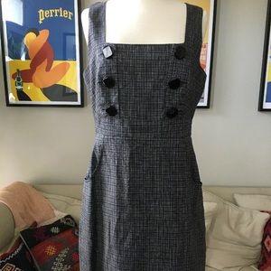 Tibi black and white button front shift dress 8